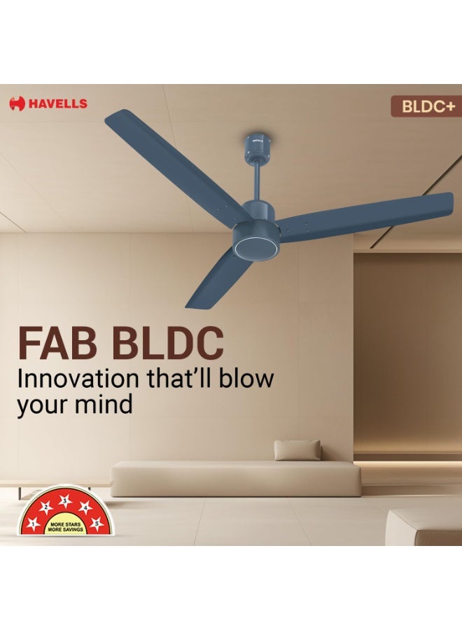 Havells FAB BLDC Ceiling Fan 1200mm, 380 RPM, Savings upto 65%, Reverse Rotation, 4 Modes (Boost, Sleep, Breeze, Mop), Low Wattage 30W, Low Noise, Air Flow:225 CMM, 3 Year Warranty, Denim Blue - Image 5